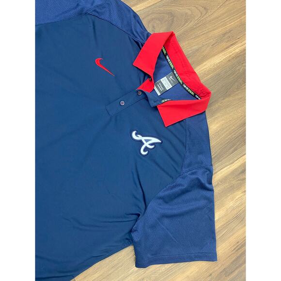 Men Nike Dri-Fit MLB Atlanta Braves stitched performance polo shirt, XXL - Picture 1 of 4